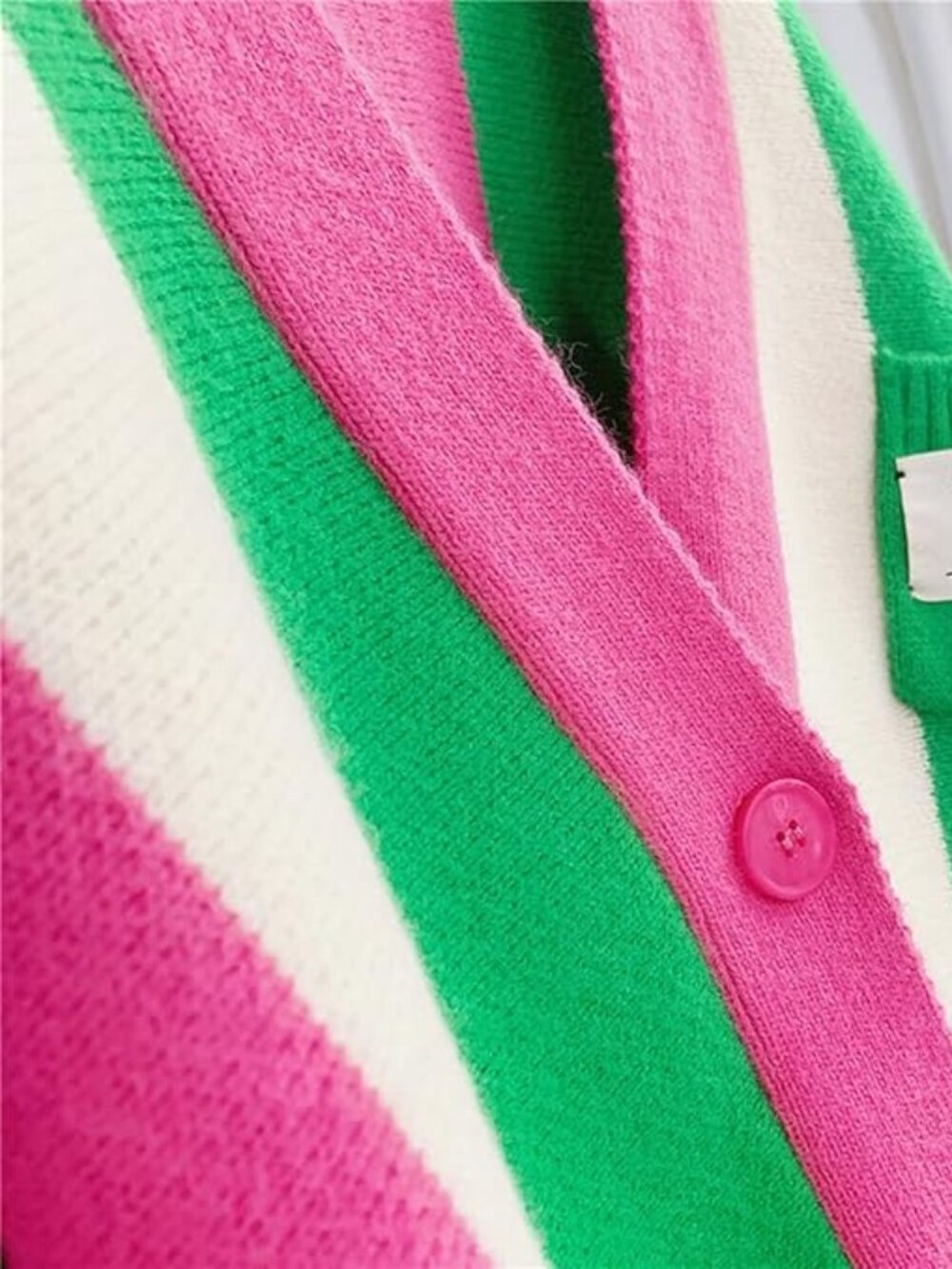 Watermelon Boxy Color Block Colourful Cardigan Sweater OS One Size Fits All - Picture 3 of 5